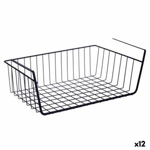 Basket for Kitchen Shelf Kinvara Black Metal Iron 42 x 14 x 26 cm 45 x 32 x 28 cm (12 Units)