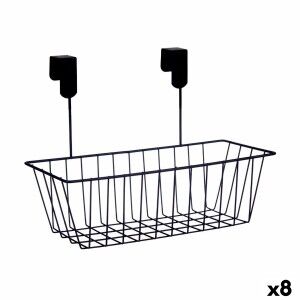 Basket for Kitchen Shelf Kinvara Black Metal Iron 28 x 20,5 x 16 cm 28 x 12 x 9 cm (8 Units)