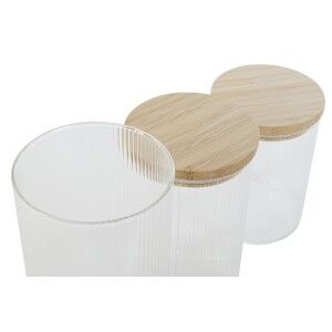 3 Tubs Home ESPRIT Transparent Silicone Bamboo Borosilicate Glass 1...