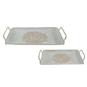 Snack tray Home ESPRIT White Golden Arab (2 Units) |  Plates, platt...