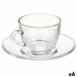 Cup with Plate Vivalto Transparent Glass 85 ml (6 Units)