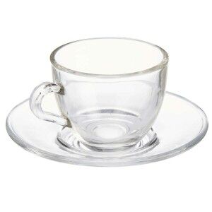Cup with Plate Vivalto Transparent Glass 85 ml (6 Units)