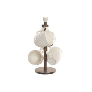 Mug Home ESPRIT White Dark brown With relief 350 ml