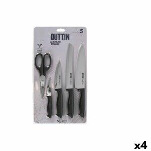 Knife Set Quttin Nero Black 5 Pieces (4 Units)