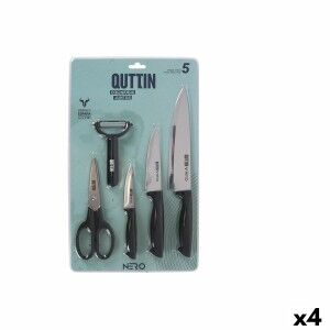 Knife Set Quttin Nero Black 5 Pieces (4 Units)