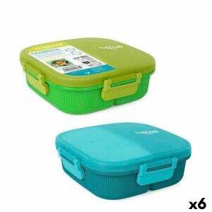 Hermetic Lunch Box ThermoSport 3 Compartments Squared 900 ml (6 Uni...