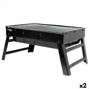 Barbecue Portable Aktive Rectangular Black 50 x 23 x 30 cm (2 Units...