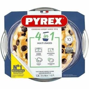 Casserole with lid Pyrex 1,4 L 18 x 9 x 21 cm White Transparent Gla...