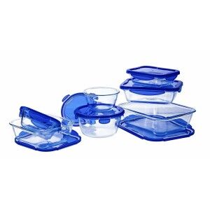 Food Preservation Container Pyrex Blue Transparent Rectangular