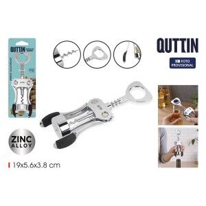 Corkscrew Quttin Zinc Alloy 19 x 5,6 x 3,8 cm Silver (24 Units)