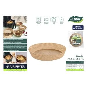 Papier für Heißluftfritteuse Algon Ø 20 cm Braun 30 Stücke (24 Stück)