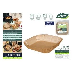 Air fryer paper Algon Ø 16 cm Brown 35 Pieces (24 Units)