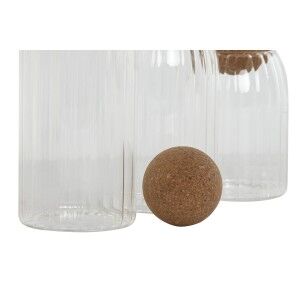 3 Tubs Home ESPRIT Transparent Cork Borosilicate Glass 1 L 3 Pieces...