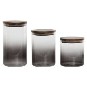 3 Tubs Home ESPRIT Grey Natural Acacia Borosilicate Glass 900 ml 1,...