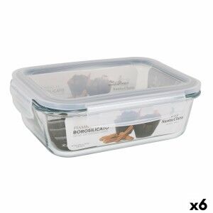 Hermetic Lunch Box Santa Clara Transparent Rectangular 1L (6 Units)