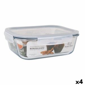 Hermetic Lunch Box Santa Clara Transparent Rectangular 2,4 L (4 Units)