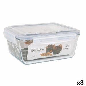 Hermetic Lunch Box Santa Clara Transparent Rectangular 3,5 L (3 Units)