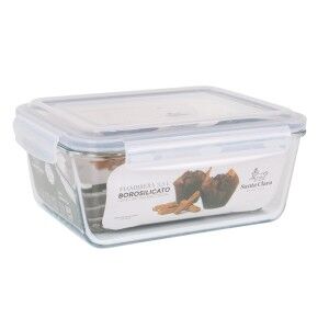 Hermetic Lunch Box Santa Clara Transparent Rectangular 3,5 L (3 Units)