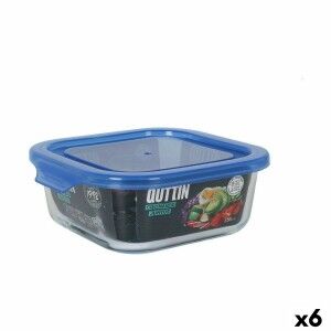 Hermetic Lunch Box Quttin Blue Transparent 750 ml (6 Units) |  Lunc...