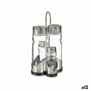 Condiment Set Anna Transparent Silver 10 x 10 x 21 cm (12 Units) | ...