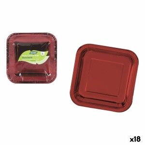 Plate set Algon Red 26 cm 3 Pieces (18 Units)