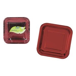 Plate set Algon Red 26 cm 3 Pieces (18 Units)
