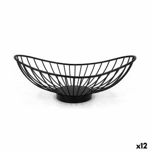 Brotkorb My Bar Schwarz Metall Oval 25 x 13,5 x 9 cm (12 Stück)