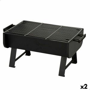 Grill Tragbarer Aktive Stahl 45 x 25 x 30 cm Schwarz (2 Stück)