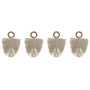 Napkin ring Home ESPRIT Natural Acacia Macrame 13 x 1 x 18 cm 4 Pie...