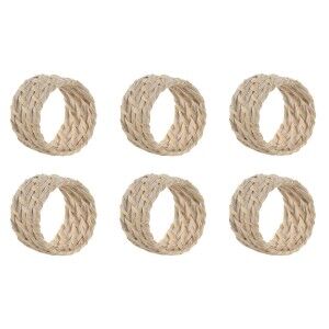 Napkin ring Home ESPRIT White Natural Bamboo Rattan 5 x 5 x 3 cm