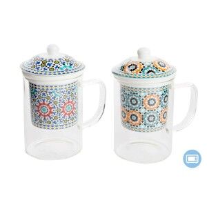 Filtertasse für Teeaufgüsse DKD Home Decor Bunt Orange Kachel Araber 300 ml (2 Stück)