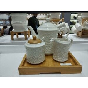 Cruet Home ESPRIT White Bamboo Porcelain