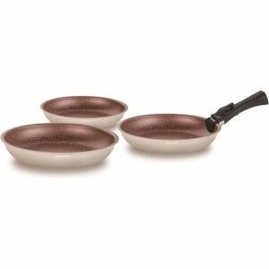 Set of Frying Pans Arthur Martin Beige Cream Aluminium 4 Pieces (3 ...