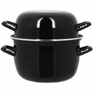 Casserole with Lid Menastyl Black Glazed enamelled steel 2 Pieces |...