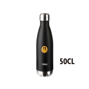 Thermoflasche aus Edelstahl Inoxibar Smiley 500 ml Schwarz