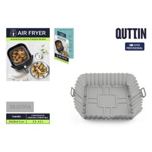Plateau en silicone réutilisable pour friteuse à air Quttin Silicone 20 x 20 cm Gris (24 Unités)