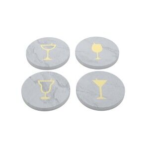 Coasters Home ESPRIT White Natural Brass Marble 10 x 10 x 1 cm (2 U...