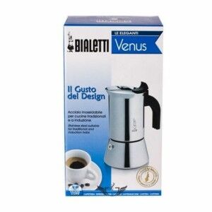 Italienische Kaffeemaschine Bialetti NEW VENUS Silberfarben Holz Edelstahl