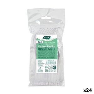 Reusable spoon set Algon Transparent 18 cm 15 Pieces (24 Units) |  ...