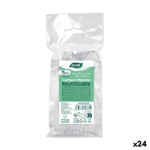 Reusable spoon set Algon Transparent 14 cm 15 Pieces (24 Units) |  ...