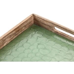 Tray Home ESPRIT Green Natural Mango wood 43,5 X 27 X 4,5 CM |  Pla...