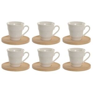 Set of 6 Cups with Plate Home ESPRIT White Bamboo Porcelain 90 ml |...