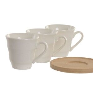 Set of 6 Cups with Plate Home ESPRIT White Bamboo Porcelain 90 ml |...