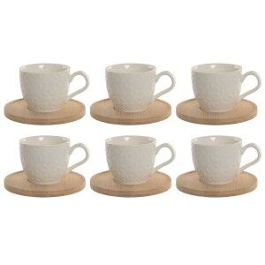 Set of 6 Cups with Plate Home ESPRIT White Bamboo Porcelain 90 ml |...