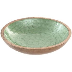 Snack Bowl Home ESPRIT Green Natural Mango wood Modern Lacquered 30...