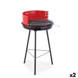 Charcoal Barbecue with Stand Algon Black Red 42 x 76,5 cm (2 Units)...