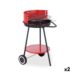 Coal Barbecue with Wheels Algon Black Red 42 x 76,5 cm (2 Units) | ...
