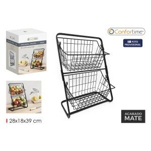 Fruit Bowl Confortime Black Metal 28 x 18 x 39 cm (6 Units) |  Othe...