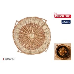 Table Mat Privilege Brown wicker Ø 40 cm (12 Units) |  Coasters, pl...
