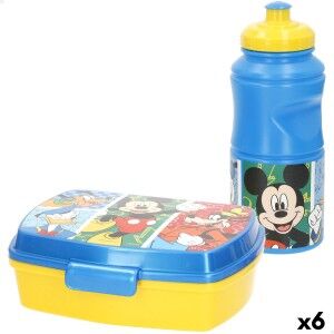 Lunchbox mit Zubehör Mickey Mouse Kunststoff 380 ml 17 x 5,5 x 13,5 cm (6 Stück)